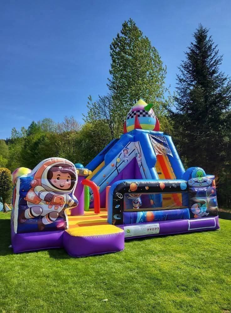 Dmuchana zjeżdżalnia Kosmos wynajem powiat suski myślenicki Małopolska